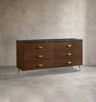 Giselle Vintage Six-Drawer Dresser | Mahogany Wood Bedroom Storage Cabinet