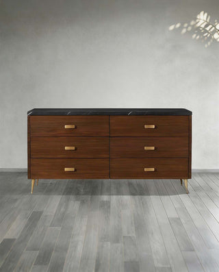 Giselle Vintage Six-Drawer Dresser | Mahogany Wood Bedroom Storage Cabinet