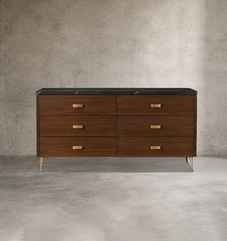 Giselle Vintage Six-Drawer Dresser | Mahogany Wood Bedroom Storage Cabinet