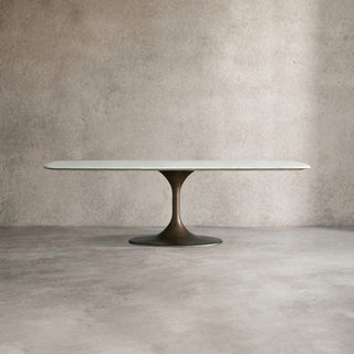 Saint Germain Stone Top Dining Table with Launette Steel Base: Modern Style Dining Room Leisure & Gathering Dining Table