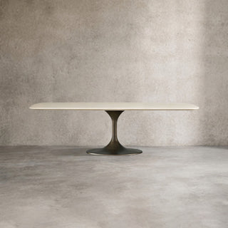 Saint Germain Stone Top Dining Table with Launette Steel Base: Modern Style Dining Room Leisure & Gathering Dining Table