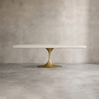Saint Germain Stone Top Dining Table with Launette Steel Base: Modern Style Dining Room Leisure & Gathering Dining Table