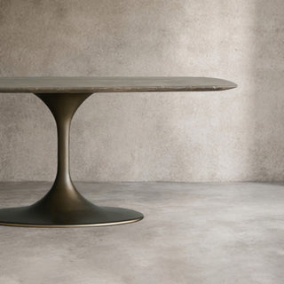 Saint Germain Stone Top Dining Table with Launette Steel Base: Modern Style Dining Room Leisure & Gathering Dining Table
