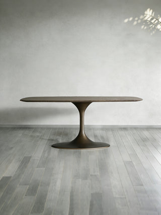 Saint Germain Stone Top Dining Table with Launette Steel Base: Modern Style Dining Room Leisure & Gathering Dining Table