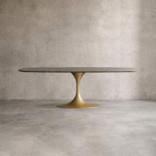 Saint Germain Stone Top Dining Table with Launette Steel Base: Modern Style Dining Room Leisure & Gathering Dining Table