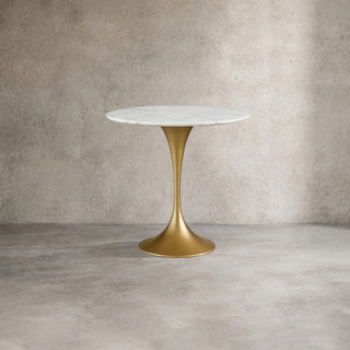 Saint Germain Tavern Small Dining Table Marble Top with Steel Base