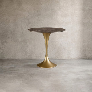 Saint Germain Tavern Small Dining Table Marble Top with Steel Base