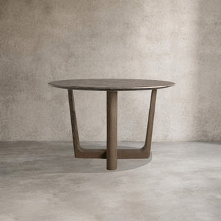 Saint Germain Carrara Marble Top Round Dining Table with Wood Rennes Base: Modern Luxury Dining Room Leisure & Gathering Round Dining Table