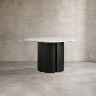 Saint Germain Round Marble Top Dining Table with Wood Dauphine