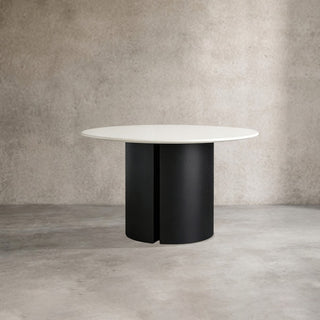 Saint Germain Round Marble Top Dining Table with Wood Dauphine