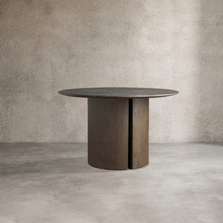 Saint Germain Round Marble Top Dining Table with Wood Dauphine
