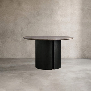 Saint Germain Round Marble Top Dining Table with Wood Dauphine