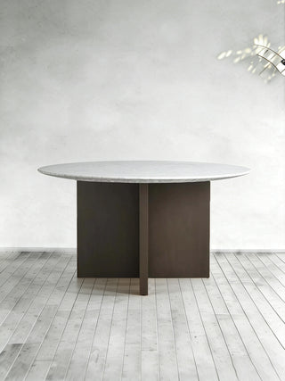 Saint Germain Round Marble Stone Dining Table with Clement
