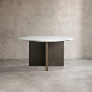 Saint Germain Round Marble Stone Dining Table with Clement