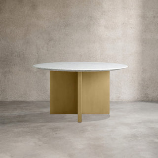 Saint Germain Round Marble Stone Dining Table with Clement