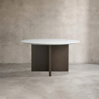 Saint Germain Round Marble Stone Dining Table with Clement