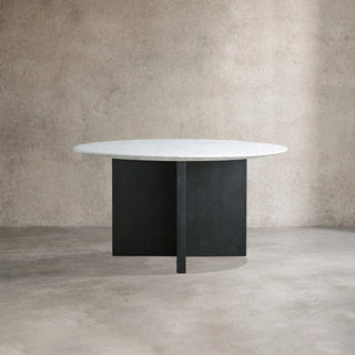 Saint Germain Round Marble Stone Dining Table with Clement