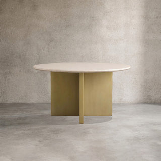Saint Germain Round Marble Stone Dining Table with Clement