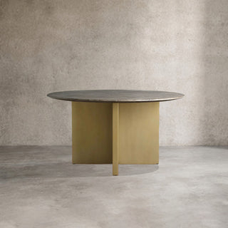 Saint Germain Round Marble Stone Dining Table with Clement