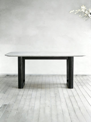 Saint Germain Marble Top Dining Table with Wood Rennes & Metal Base