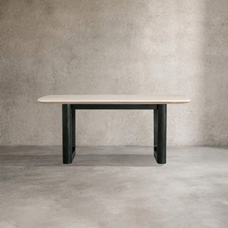 Saint Germain Marble Top Dining Table with Wood Rennes & Metal Base