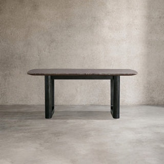 Saint Germain Marble Top Dining Table with Wood Rennes & Metal Base
