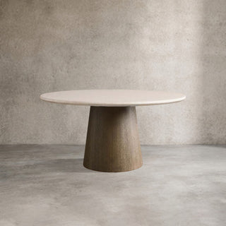 Saint Germain Round Marble Top Dining Table with Wood Toulouse Base