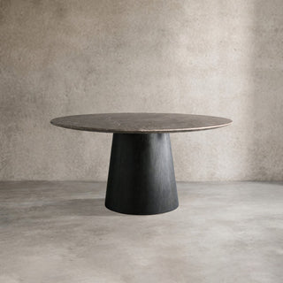 Saint Germain Round Marble Top Dining Table with Wood Toulouse Base