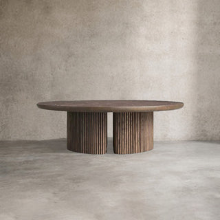 Astor Round Marble Top Coffee Table (Reeded Oak Base)