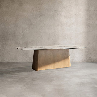 Vincenza Marble Top Dining Table (Wood Toulouse Base)