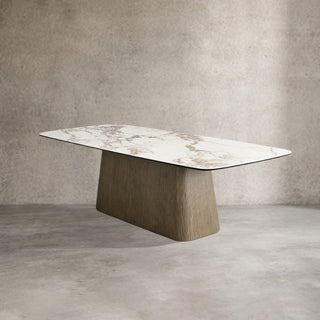 Vincenza Marble Top Dining Table (Wood Toulouse Base)