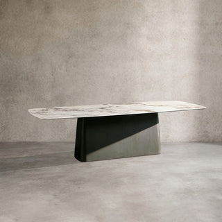Vincenza Marble Top Dining Table (Wood Toulouse Base)