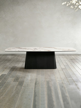 Vincenza Marble Top Dining Table (Wood Toulouse Base)