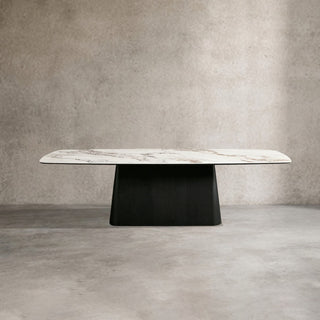 Vincenza Marble Top Dining Table (Wood Toulouse Base)