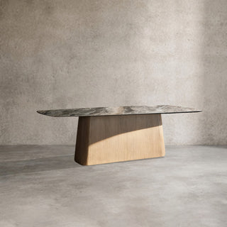 Vincenza Marble Top Dining Table (Wood Toulouse Base)