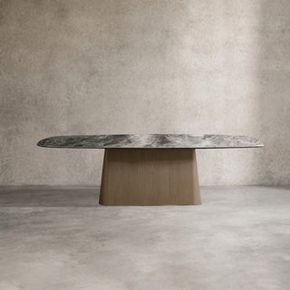 Vincenza Marble Top Dining Table (Wood Toulouse Base)