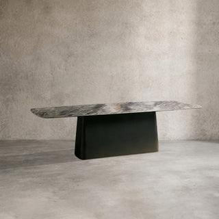 Vincenza Marble Top Dining Table (Wood Toulouse Base)