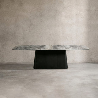 Vincenza Marble Top Dining Table (Wood Toulouse Base)