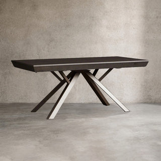 Powell Expandable Wood Dining Table (Steel Base): Modern Minimalist Dining Room Meal Table