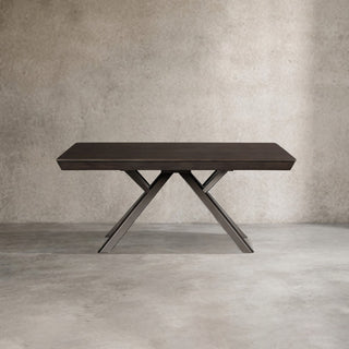 Powell Expandable Wood Dining Table (Steel Base): Modern Minimalist Dining Room Meal Table