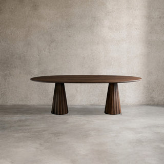 Brank Oval Dining Table (Faceted Cone Base, Beveled Edge): Modern Design-Style Dining Room Meal Table