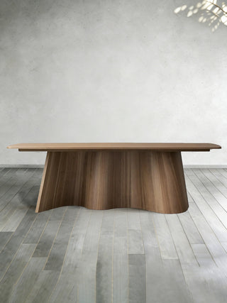Cortina Boat-Shaped Dining Table (American Walnut): Modern Texture-Style Dining Room Meal Table