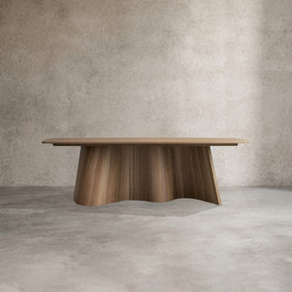 Cortina Boat-Shaped Dining Table (American Walnut): Modern Texture-Style Dining Room Meal Table
