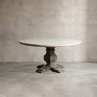 Serra Ribbon Poplar Wood Round Dining Table: Retro Casual-Style Dining Room Meal Table