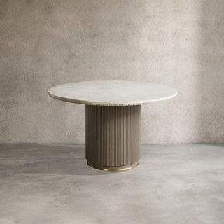 Canodi Marble Top Dining Table (Wood Fluted Base)