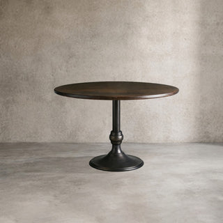 Jacob Round Dining Table (Solid Cast Iron Base): Vintage Industrial Dining Room Table