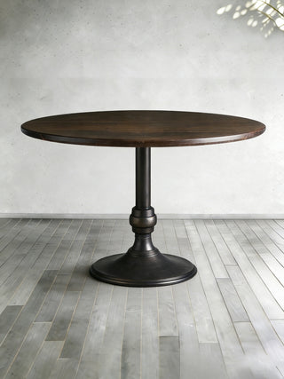 Jacob Round Dining Table (Solid Cast Iron Base): Vintage Industrial Dining Room Table