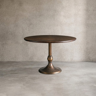 Jacob Round Dining Table (Solid Cast Iron Base): Vintage Industrial Dining Room Table