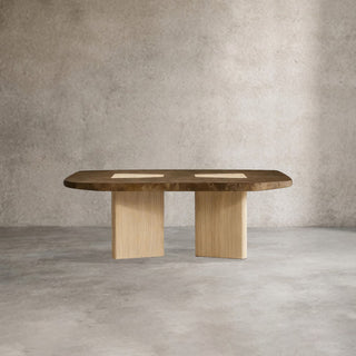 Marea Rectangle Dining Table (Guanacaste Wood Oxidized Aluminum)