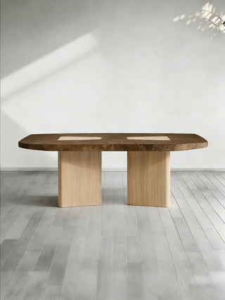 Marea Rectangle Dining Table (Guanacaste Wood Oxidized Aluminum)